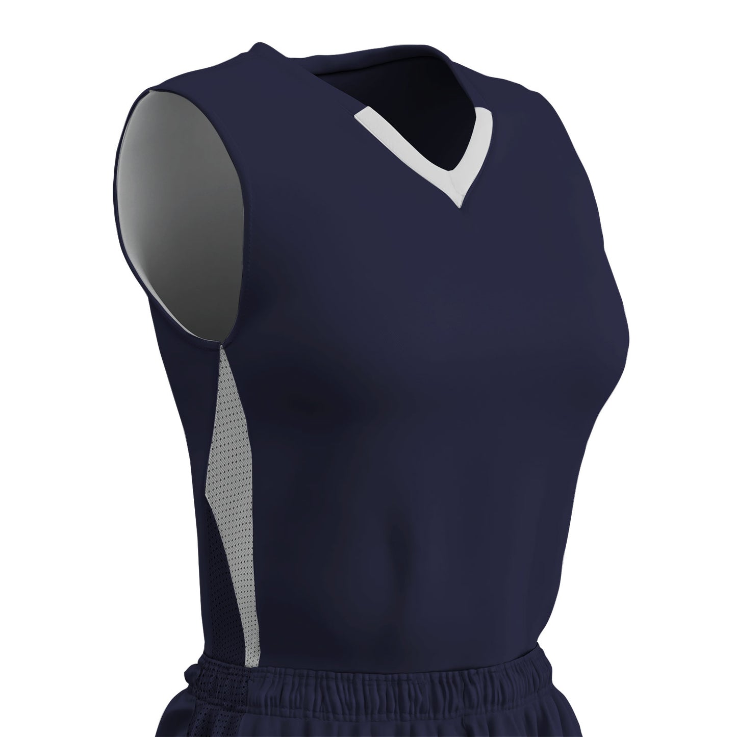 Post Up 2-Color V-Neck Reversible Basketball Jersey Mesh Trim, Womens, Girls