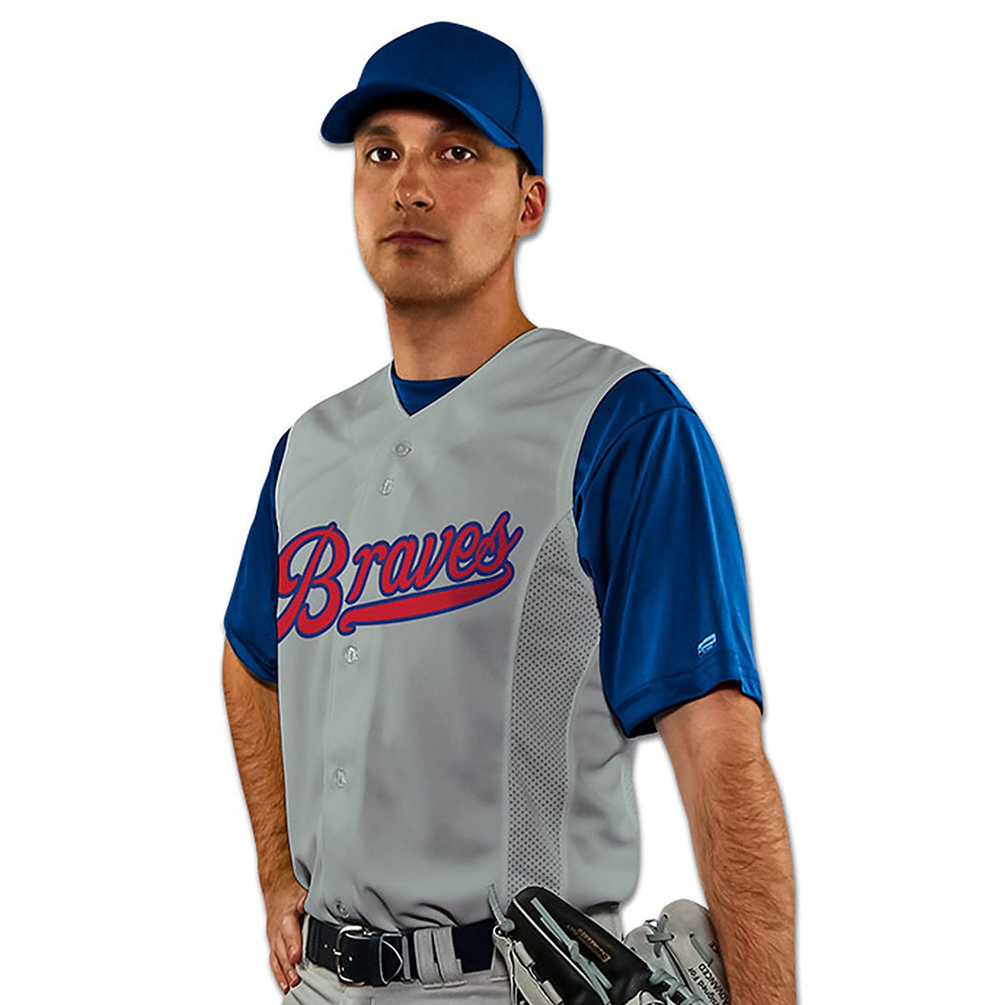 Double Knit Sleeveless Button Down Baseball Jersey