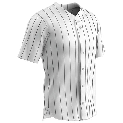 Warp Knit Pinstripe Button Down Jersey WHITE BODY, BLACK PIN