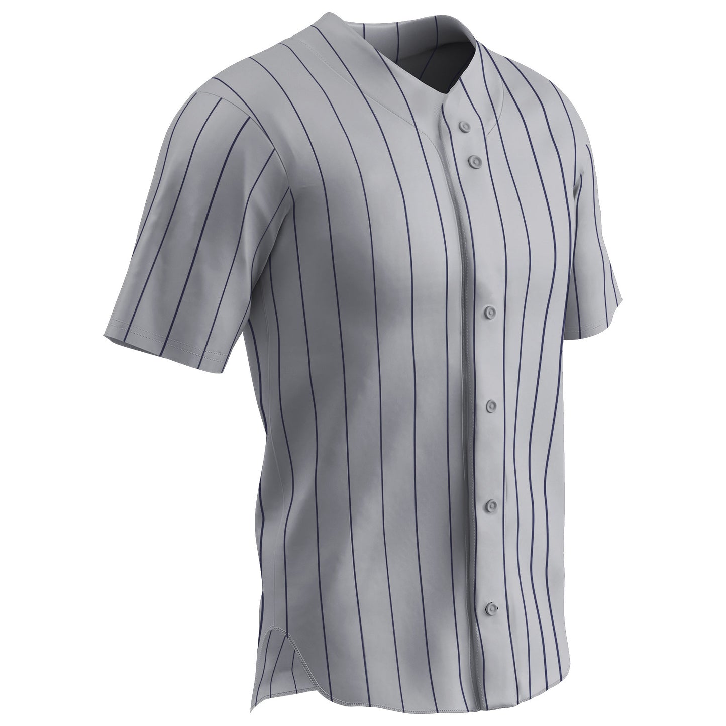 Warp Knit Pinstripe Button Down Jersey GREY BODY, NAVY PIN