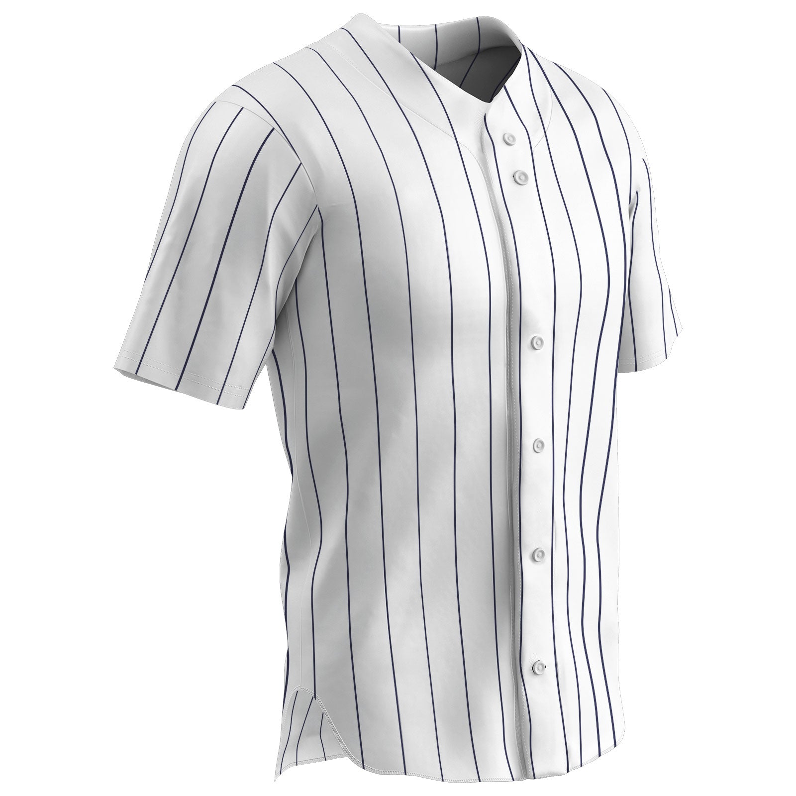 Warp Knit Pinstripe Button Down Jersey WHITE BODY, NAVY PIN