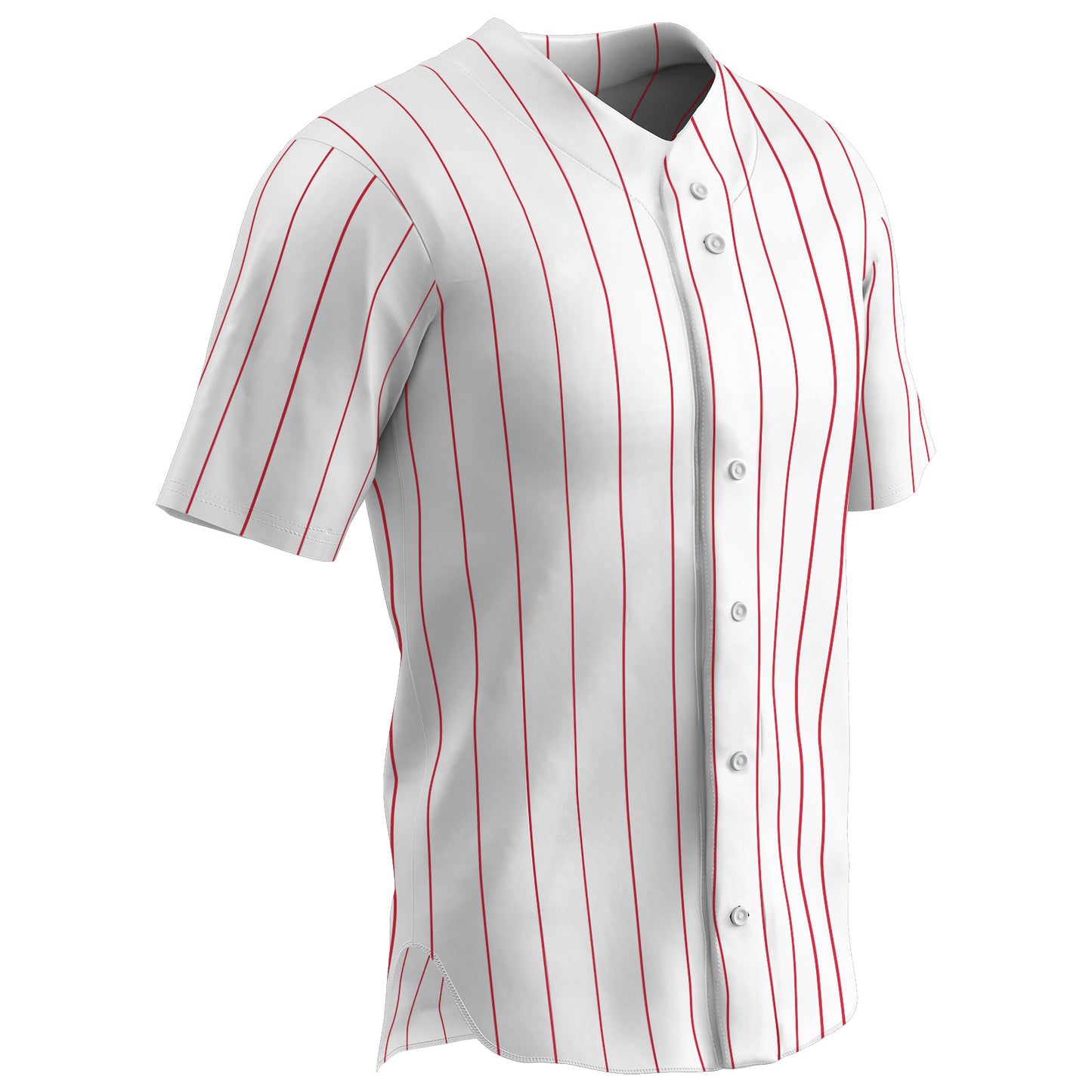 Warp Knit Pinstripe Button Down Jersey WHITE BODY, SCARLET PIN