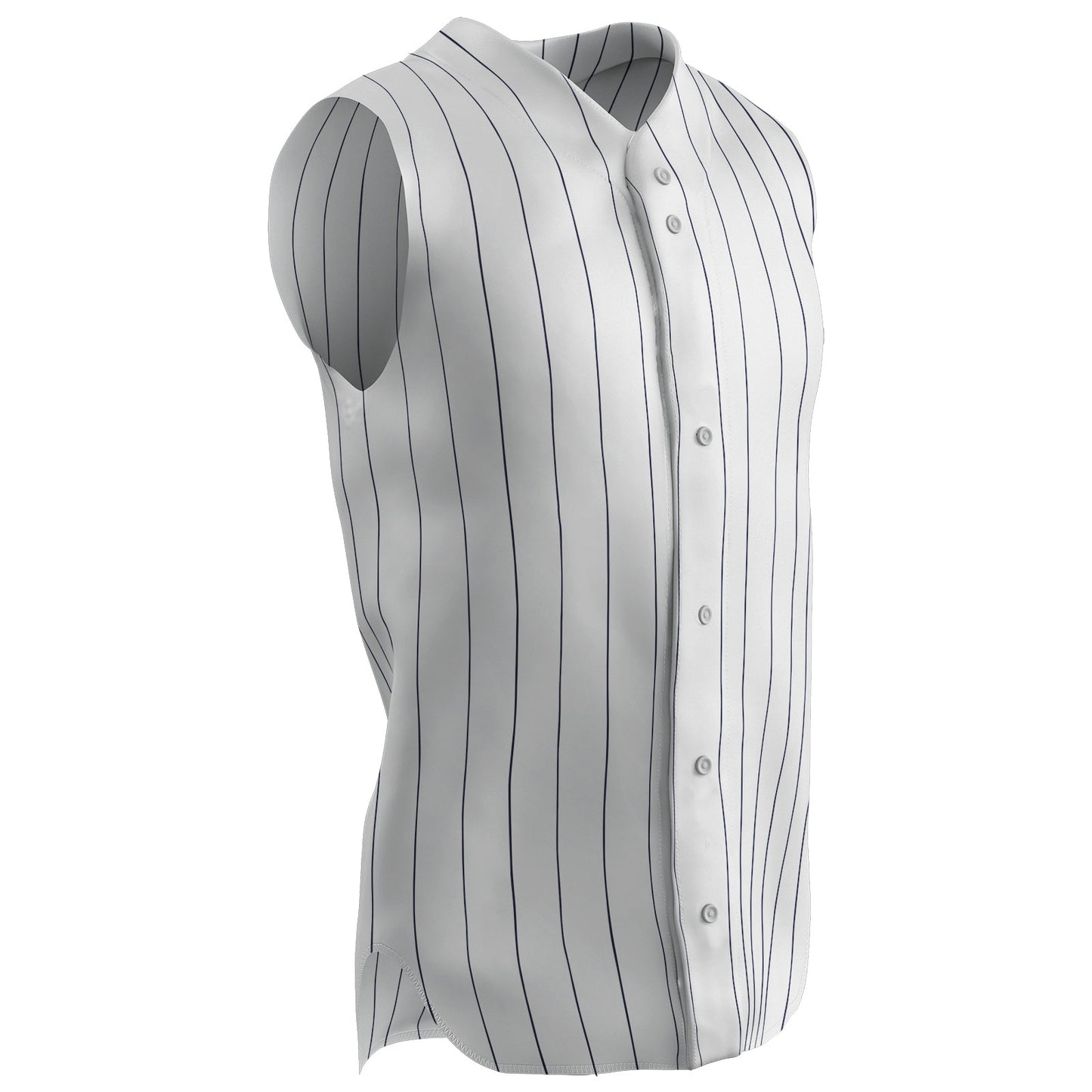 Sleeveless Warp Knit Pinstripe 6 Button Jersey NAVY PIN