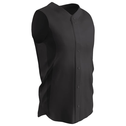 Double Knit Sleeveless Button Down Baseball Jersey BLACK BODY