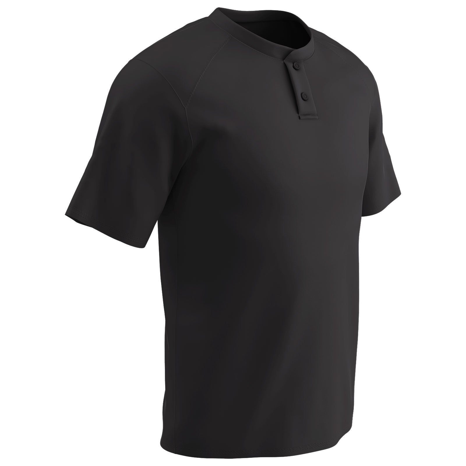 Moisture Wicking Solid Color Two Button Baseball Jersey BLACK BODY