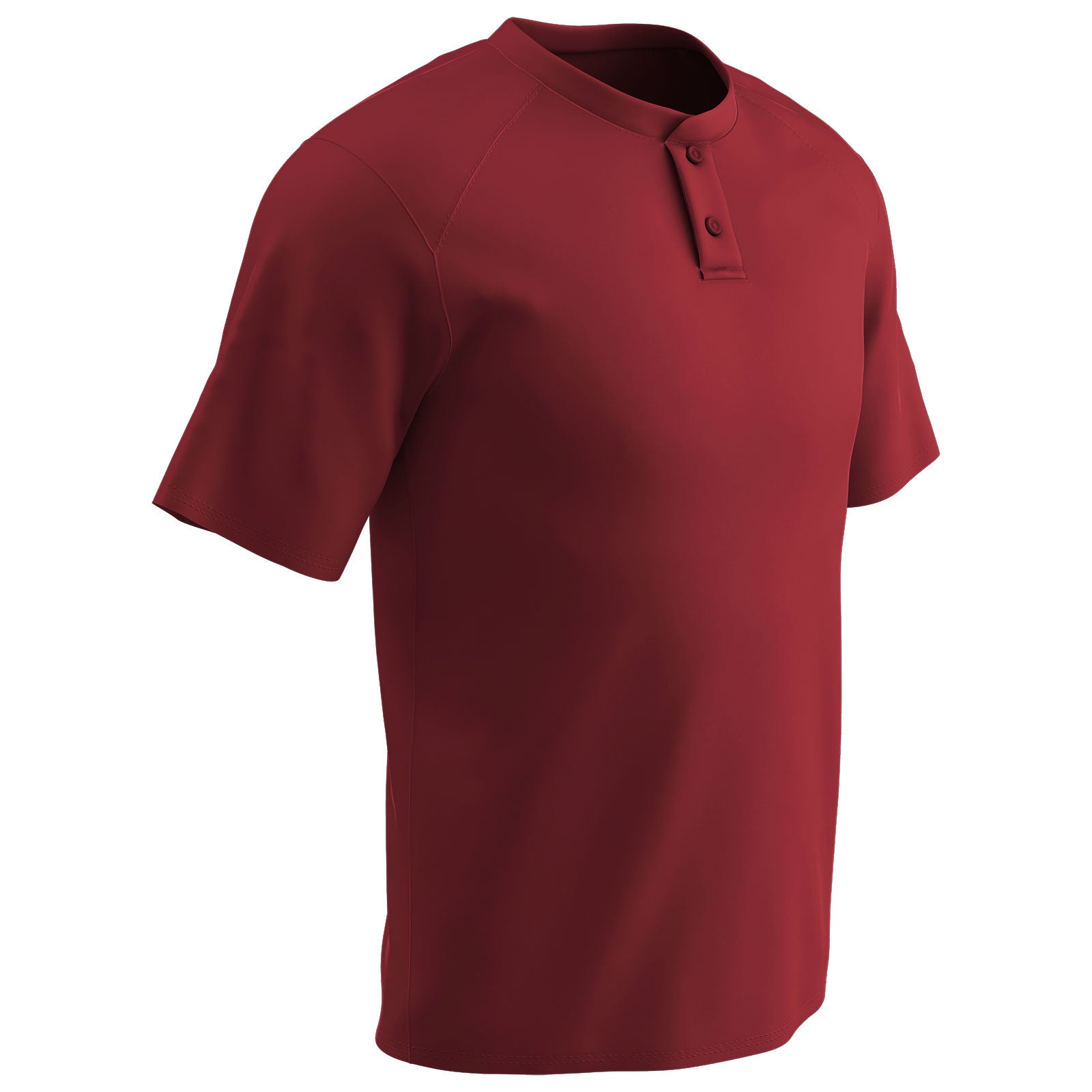 Moisture Wicking Solid Color Two Button Baseball Jersey CARDINAL BODY