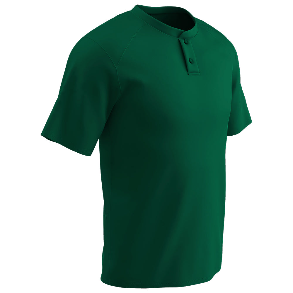 Moisture Wicking Solid Color Two Button Baseball Jersey FOREST GREEN BODY