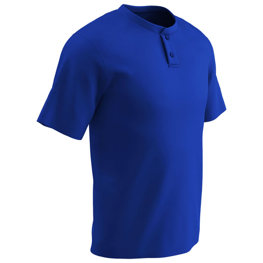 Moisture Wicking Solid Color Two Button Baseball Jersey ROYAL BODY