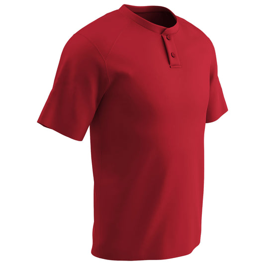 Moisture Wicking Solid Color Two Button Baseball Jersey SCARLET BODY