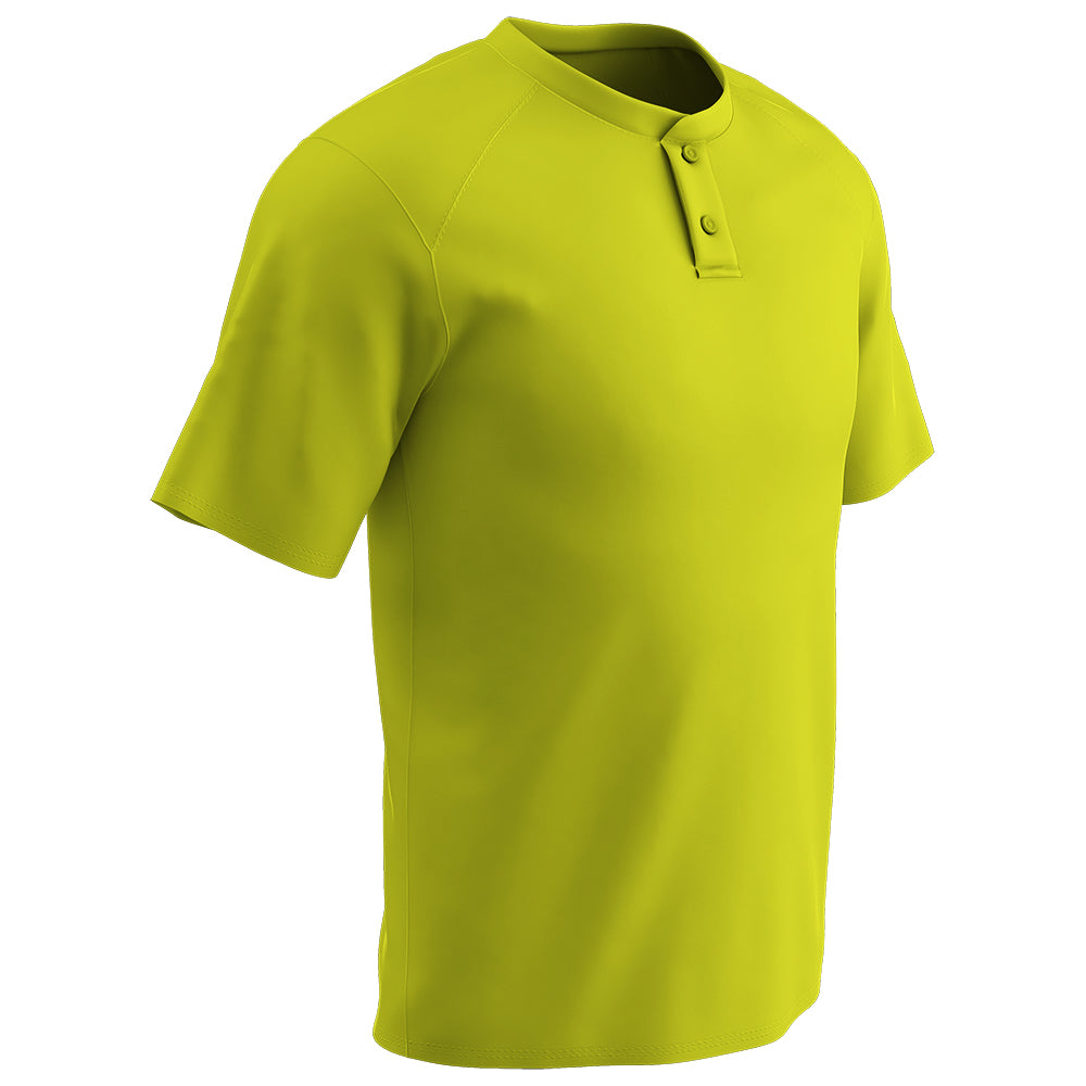 Moisture Wicking Solid Color Two Button Baseball Jersey OPTIC YELLOW BODY