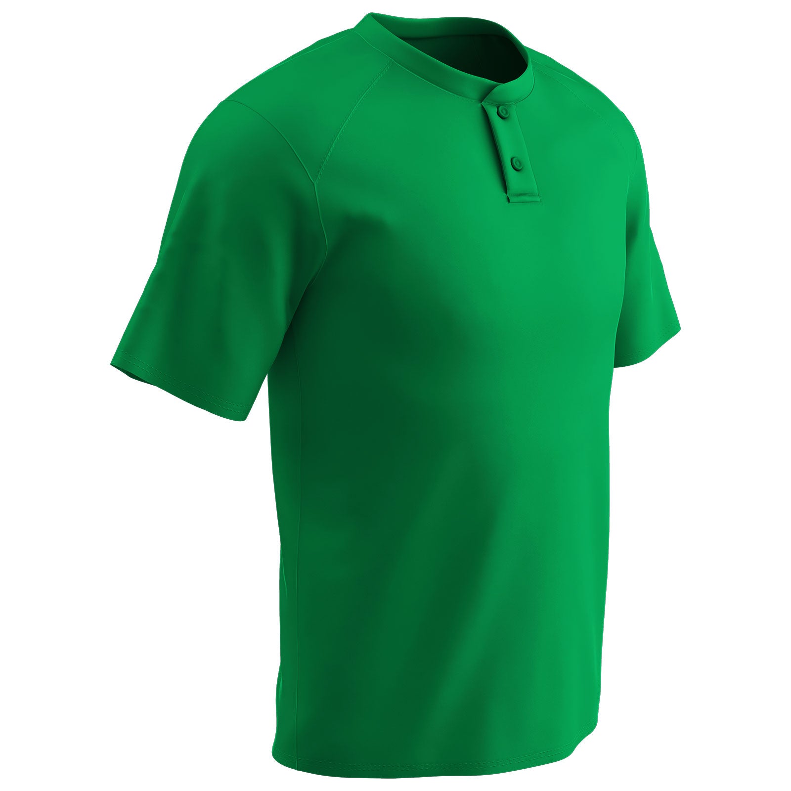 Moisture Wicking Solid Color Two Button Baseball Jersey KELLY GREEN BODY