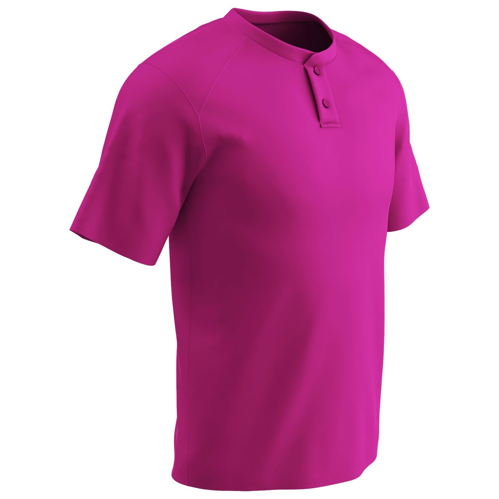 Moisture Wicking Solid Color Two Button Baseball Jersey FUCHSIA BODY