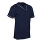 Heater 2-Button Piped Baseball Jersey NAVY BODY, WHITE PIPE