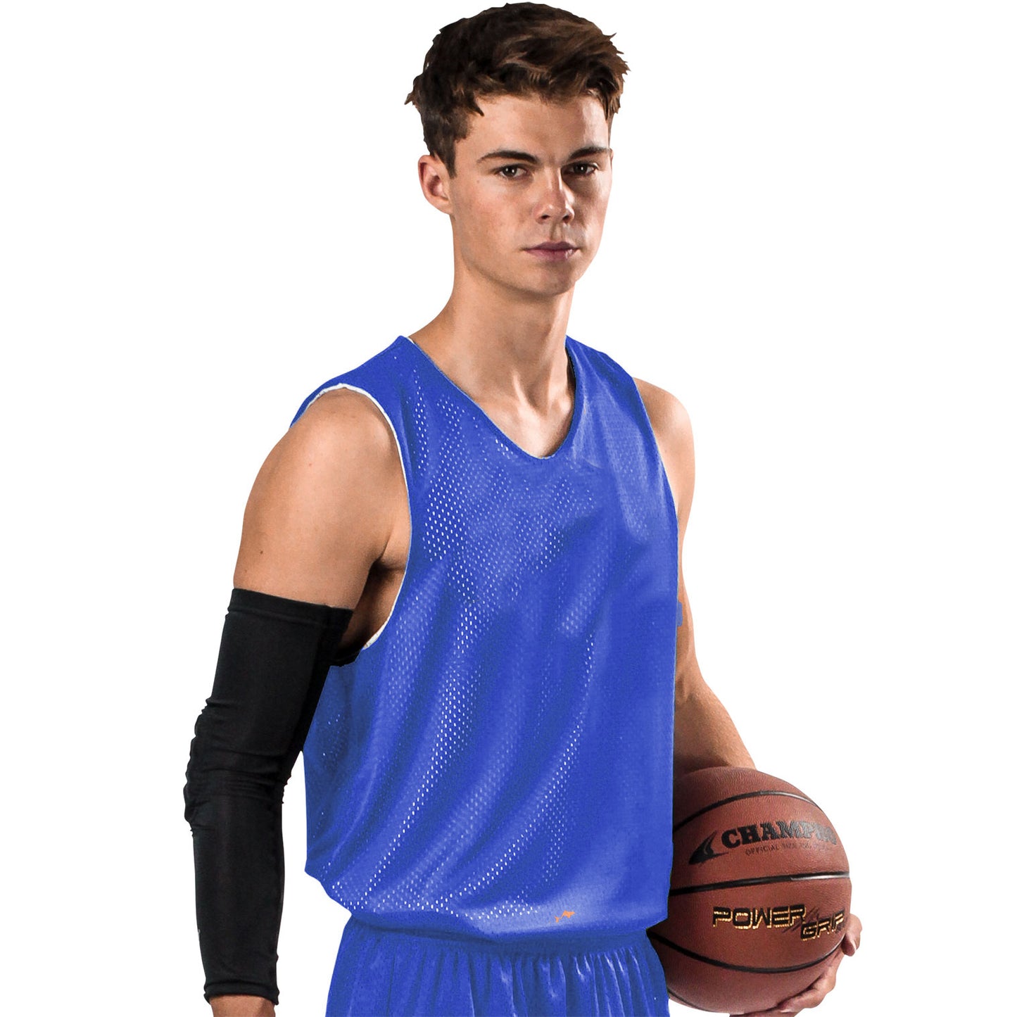 Polyester Tricot Mesh Reversible Men's Basketball Jersey, Royal, Red and Vegas Gold