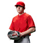 Moisture Wicking Solid Color Two Button Baseball Jersey, Adult